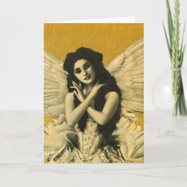 Vintage Gothic Angel Greetings Card (Front)