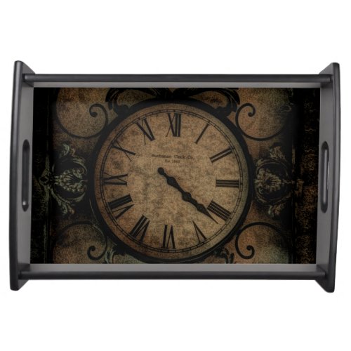 Vintage Gothic Antique Wall Clock Steampunk Serving Tray