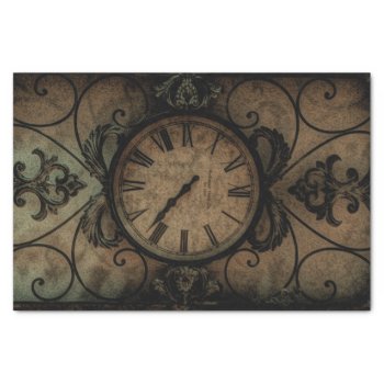 Vintage Gothic Antique Wall Clock Steampunk Tissue Paper by CottageCountryDecor at Zazzle