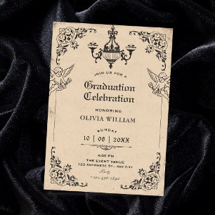 Vintage gothic arch angels graduation invitation