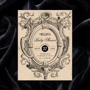Vintage gothic arch baby shower invitation