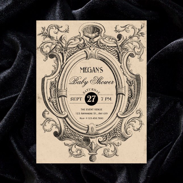 Vintage gothic arch baby shower invitation (Creator Uploaded)