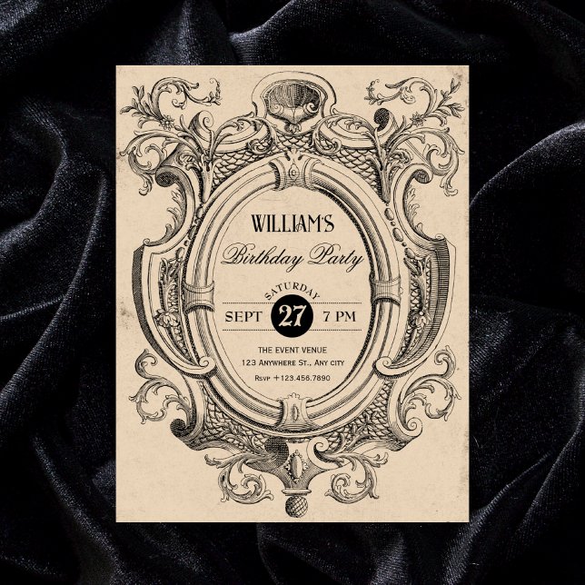 Vintage gothic arch birthday invitation (Creator Uploaded)