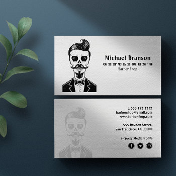Vintage Gothic Barber Shop Skull Social Media Icon Business Card by Citronellapaper at Zazzle