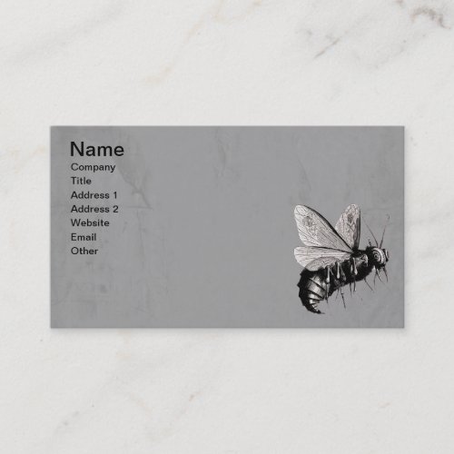 Vintage Gothic Bees Skull Wings Gray Business Card