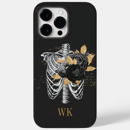 Vintage Gothic Black and Gold Floral Skeleton Case_Mate iPhone 14 Pro Max Case