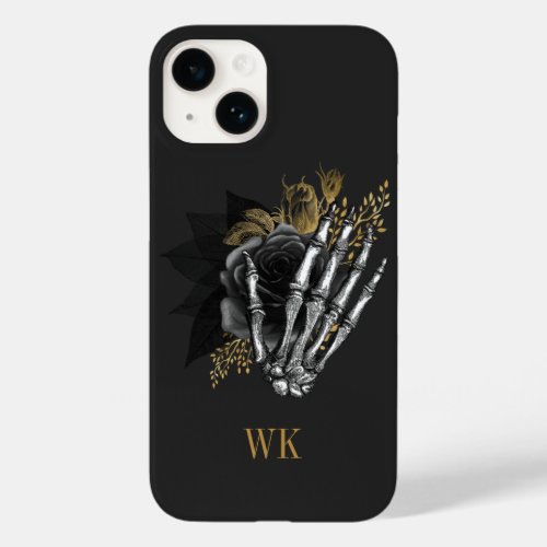 Vintage Gothic Black and Gold Floral Skeleton Case_Mate iPhone 14 Case