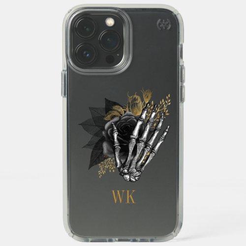 Vintage Gothic Black and Gold Floral Skeleton Speck iPhone 13 Pro Max Case