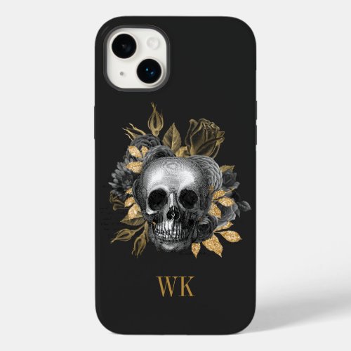 Vintage Gothic Black and Gold Floral Skull Case_Mate iPhone 14 Plus Case