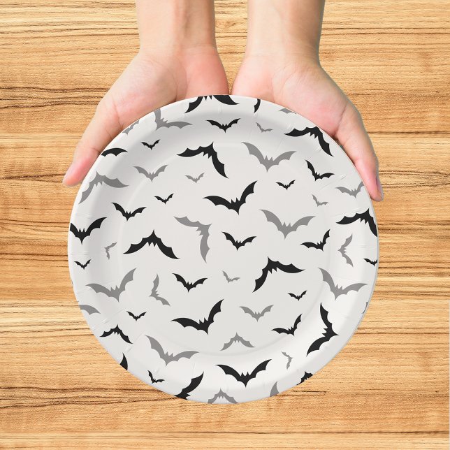 Vintage Gothic Black Bat Wedding Paper Plates (Creator Uploaded)