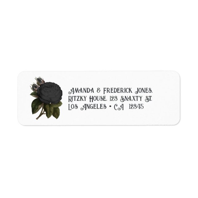 Vintage Gothic Black Roses Label (Front)