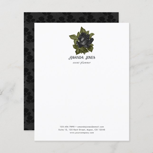 Vintage Gothic Black Roses Personalized (Front/Back)