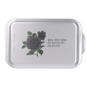 Vintage Gothic Black Roses Personalized Cake Pan