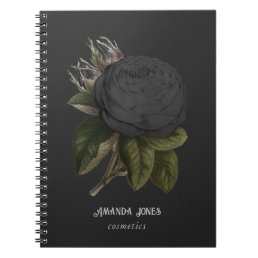 Vintage Gothic Black Roses Personalized Notebook