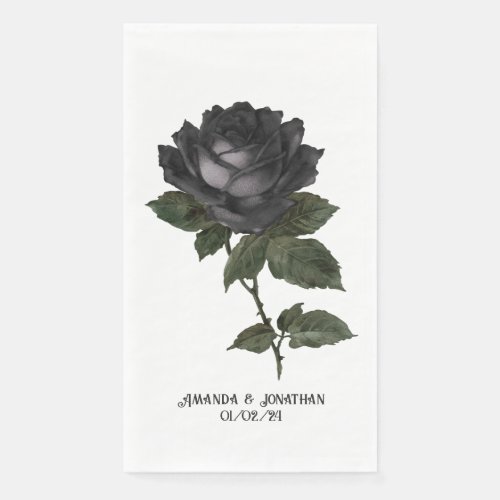Vintage Gothic Black Roses Personalized Paper Guest Towels