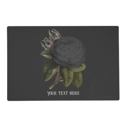 Vintage Gothic Black Roses Personalized Placemat