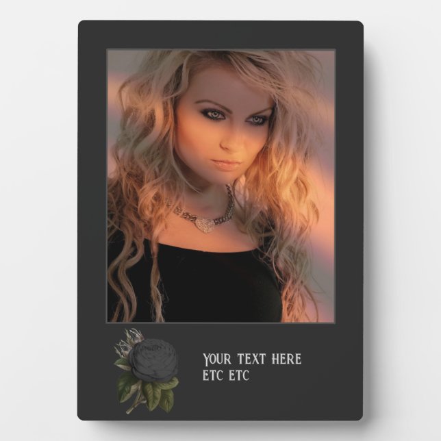 Vintage Gothic Black Roses Personalized Plaque (Front)