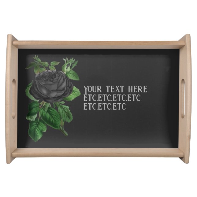 Vintage Gothic Black Roses Personalized Serving Tray (Front)
