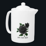 Vintage Gothic Black Roses Personalized Teapot<br><div class="desc">Vintage gothic teapot featuring black roses.</div>