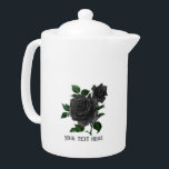 Vintage Gothic Black Roses Personalized Teapot<br><div class="desc">Vintage gothic teapot featuring black roses.</div>