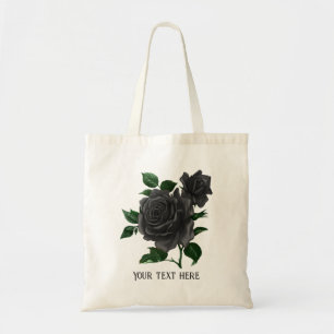 Vintage Gothic Black Roses Personalized Tote Bag