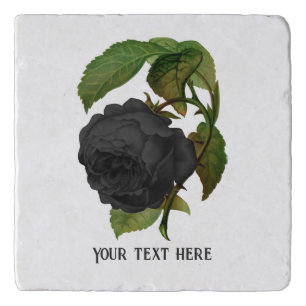 Vintage Gothic Black Roses Personalized Trivet