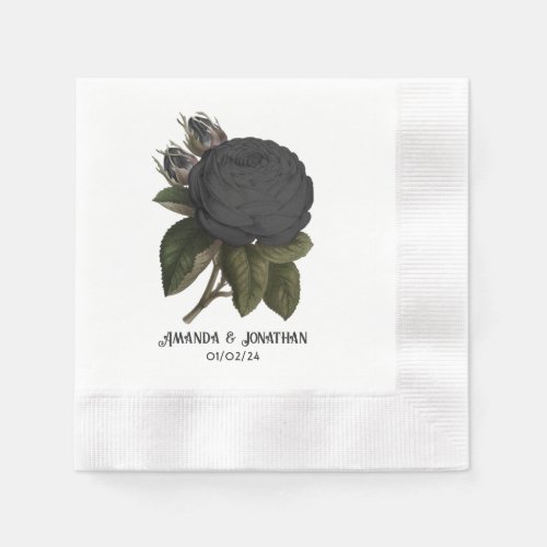 Vintage Gothic Black Roses Wedding Napkins