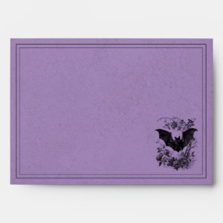 Vintage Gothic Black Toile Bat Purple Wedding Envelope