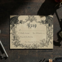 Vintage Gothic Black Toile Bat Tan Wedding