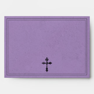 Vintage Gothic Black Toile Cross Purple Wedding Envelope