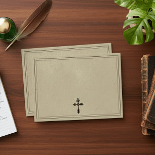 Vintage Gothic Black Toile Cross Tan Wedding Envelope