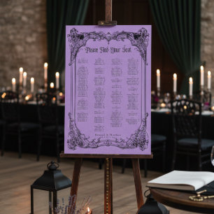 Vintage Gothic Black Toile Purple Wedding Seating Foam Board