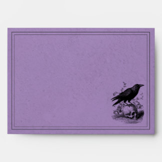Vintage Gothic Black Toile Raven Purple Wedding Envelope