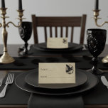 Vintage Gothic Black Toile Raven Tan Wedding Place Card<br><div class="desc">Elevate your special day with this elegant vintage design. This unique aged parchment style wedding table place card is perfect for couples seeking a sophisticated, classic, or dark aesthetic for their memorable celebration. Fully customizable, it sets a dramatic, vintage aesthetic and romantic tone for your ceremony. Created by Simply Farmhouse...</div>