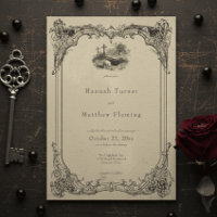 Vintage Gothic Black Toile Skull Tan Wedding