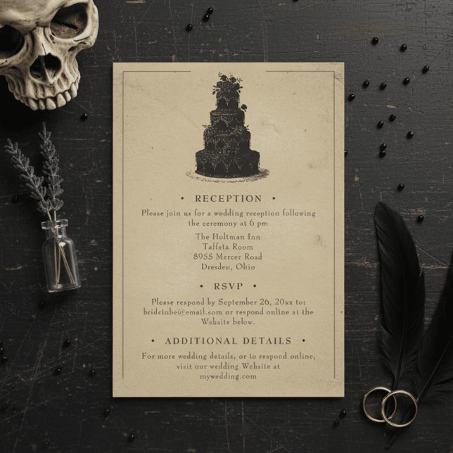 Vintage Gothic Black Toile Tan Wedding Enclosure Card (Creator Uploaded)