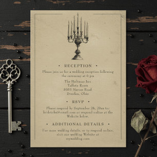 Vintage Gothic Black Toile Tan Wedding Enclosure Card