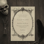 Vintage Gothic Black Toile Tan Wedding Invitation<br><div class="desc">Announce your special day with this elegant vintage gothic ornate oval frame design. This unique aged parchment style wedding invite is perfect for couples seeking a sophisticated, classic, or dark aesthetic for their memorable celebration. Fully customizable, it sets a dramatic, vintage aesthetic and romantic tone for your ceremony. Created by...</div>