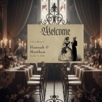 Vintage Gothic Black Toile Tan Wedding Welcome