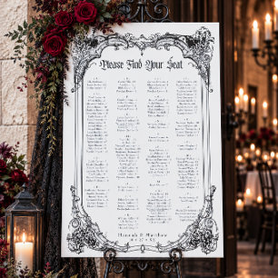 Vintage Gothic Black Toile White Wedding Seating Foam Board
