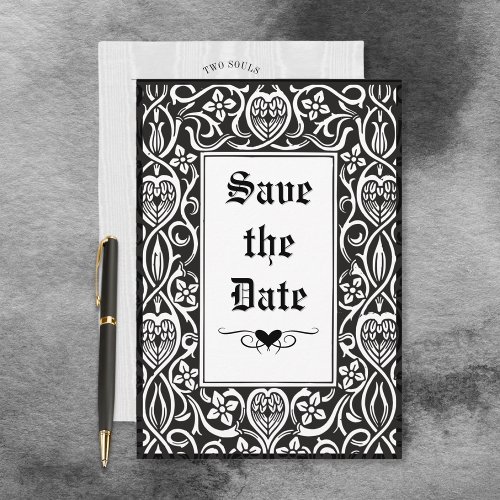 Vintage Gothic Black  White Roycroft Frame Save The Date