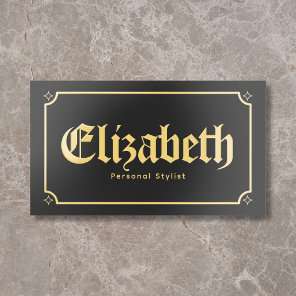 Vintage Gothic Blackletter Bold Black Foil Business Cards
