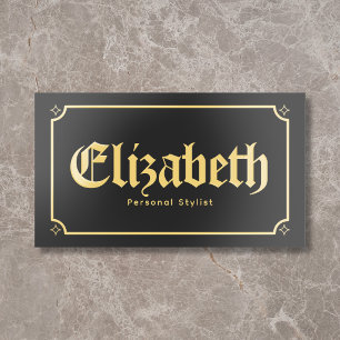 Vintage Gothic Blackletter Bold Black Foil Business Cards