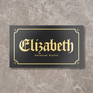 Vintage Gothic Blackletter Bold Black Foil Business Cards