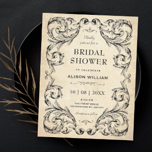 Vintage Gothic bridal shower Invitation