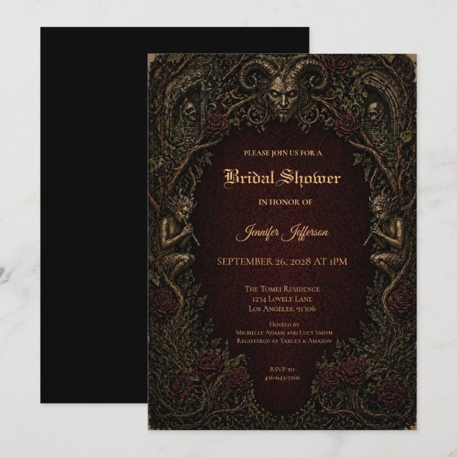 Vintage Gothic Bridal Shower invitation (Front/Back)