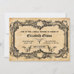 Vintage gothic bridal shower invitation