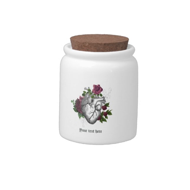 Vintage Gothic Burgundy Floral Heart Candy Jar (Left)
