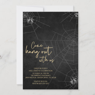 Vintage Gothic Chalkboard Spider Halloween Party Invitation