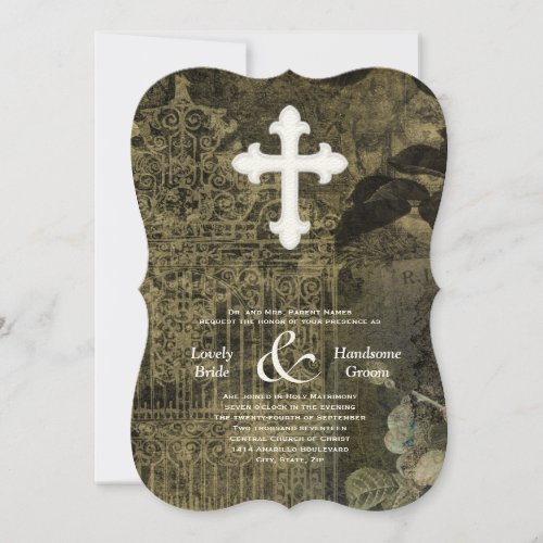 Vintage Gothic Christian Wedding Invitation